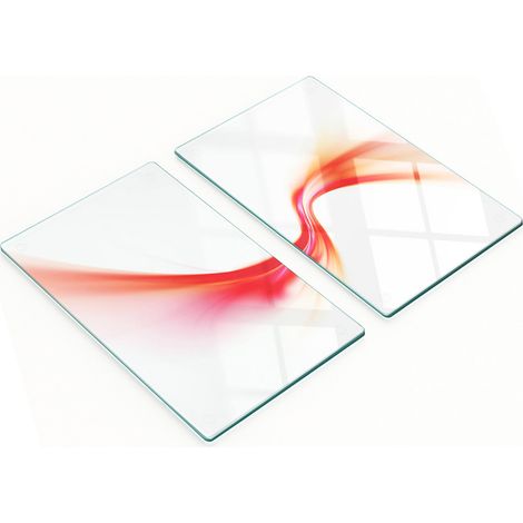 Tablas decorativas de vidrio para servir aperitivos, dise帽o de onda roja, 2x30x52 cm.
