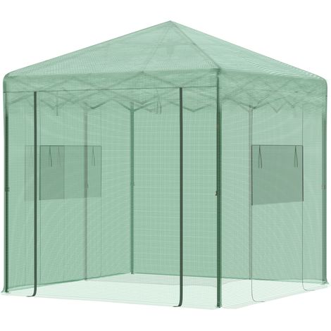 Serre, châssis froid, serre à tomates avec porte et fenêtre enroulables, acier PE, vert foncé, 238 x 178 x 240 cm (1/5)