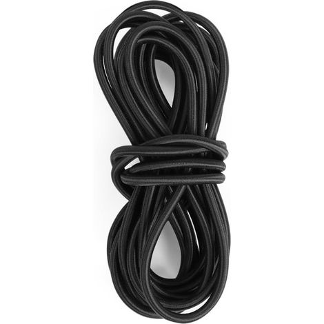1 Corde élastique, 6mm x 10M, Sandow, Latex naturel, Polyester, Noir, pour Bâche, Remorque, Camping