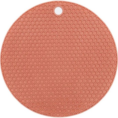 Set de table rond en caoutchouc, non toxique, antidérapant, résistant à la chaleur, lavable, tapis de table isolant pour tasses et bols, rose, 15,5 cm/6,1 pouces.