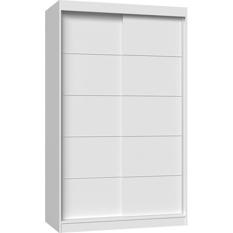 Armadio scorrevole moderno da 120 cm - Bianco con strisce decorative - Perfetto per la camera da letto, funzionale e spazioso (1/5)