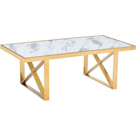 Table Basse LEVANTO – Gold & Marbre Blanc – 120x60x45 cm (1/2)