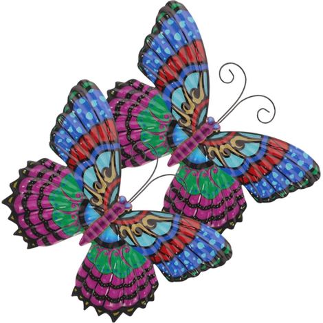 2 pièces Schmetterlings Wanddekor Metall Schmetterling Wandhängend Ornement pour le jardin et la (1/5)