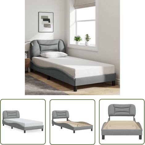 The Living Store Cadre de lit sans matelas gris clair 80x200 cm tissu - Lit Plateforme - Lit Double - Cadre De Lit - Literie - Meuble Chambre (1/5)