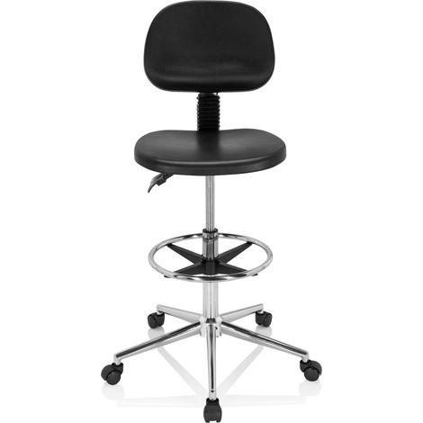 [NEUWERTIG] Hjh Office Arbeitsstuhl Drehhocker Stuhl Hartschaum Schwarz Fußstütze Chrom B-Ware