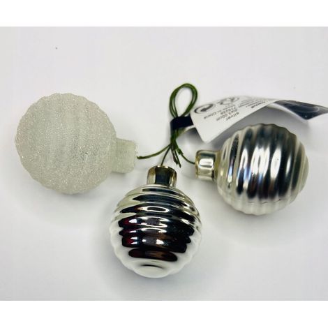 Set aus 3 silbernen Weihnachtskugeln aus Glas Ø3 cm