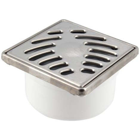 Sifón de suelo vertical para pegar - ⌀40 o 50 - Rejilla de acero inoxidable 100x100mm