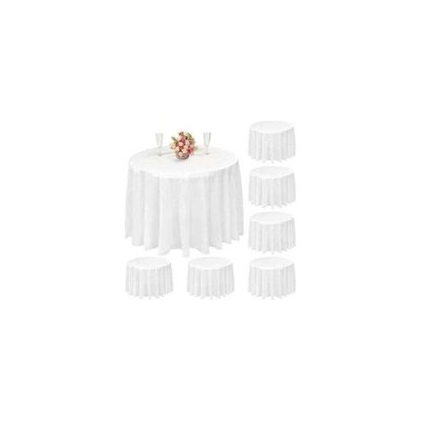 Lot de 10 nappes rondes jetables blanches 84 pouces – Plastique PEVA imperméable – Pour mariages, fêtes, pique-niques et banquets (1/5)