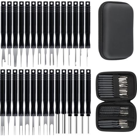36 Pcs Kit Extracteur Pin, Extracteur de Broches Connecteur, Outil de Retrait de Bornes, Kit Extracteur de Cosses, Auto Terminals Enlèvement Outil Set, Terminal Ejector Kit (1/5)
