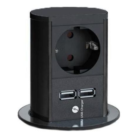 módulo de conexión telescópico. para embutir. schuko. 2 usb. altura 100mm - bachmann