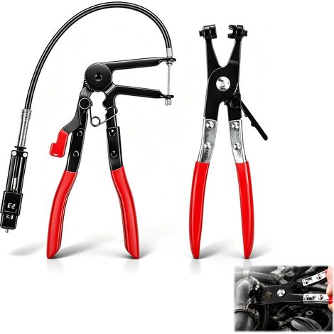 2 Pièces Pince à Collier de Serrage, Pinces à Collier de Serrage pour Voiture, Pince Colliers Durite de Voiture, avec Mâchoires Rotatives et Câble de 620 mm, pour Installer et Tuyaux de Carburant (1/5)