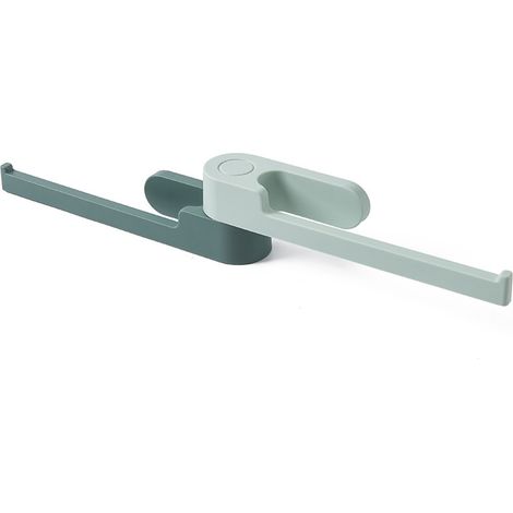 Porte-Serviettes Mural Pivotant - Crochet Pliant Sans Perçage - Matériau ABS Étanche - Pour Salle De Bain Et Cuisine - Capacité 30-40 Cintres - Vert (1/2)