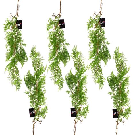 6 x 100cm Artificial Hanging Maidenhair Fern Plant Dark Green (1/5)