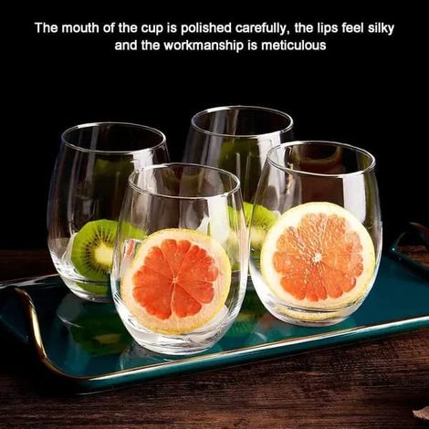 Lot de 4 verres à vin sans pied, en verre transparent résistant, 590 ml (1/5)