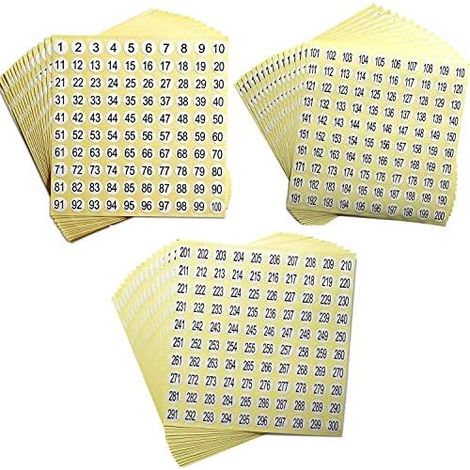 Number Labels, 1-300 Numbered Sticker Labels Number Round Adhesive Labels Inventory Storage Organize (1-300)