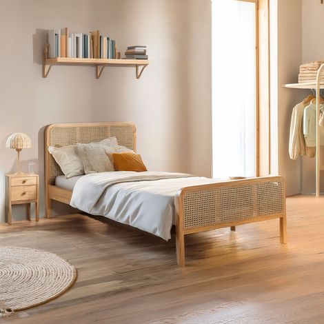 Ensemble matelas ferme mousse Tranquillité 2.0 + Lit enfant cannage bois naturel 90x190 - LT17018 - ANNA (1/5)