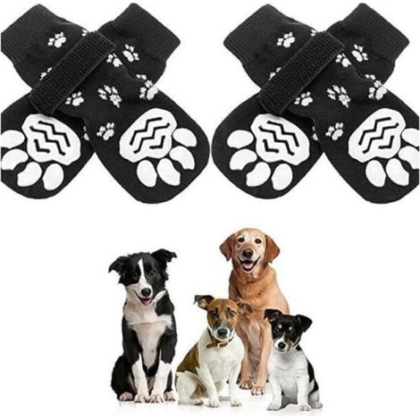 2 paires de protections souples et réglables pour pattes d'animaux de compagnie, protections antidérapantes pour pattes d'animaux de compagnie double fac,Taille M (1/4)