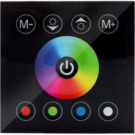 Contrôleur mural RGB RGBW 12-24 V CC, variateur en verre pour rubans LED, lampe noire (1/5)