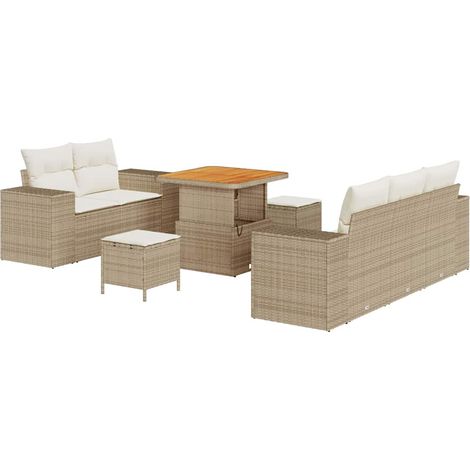 Maison Exclusive - Gartensofa-set mit Kissen 8 pcs Beige und Crem