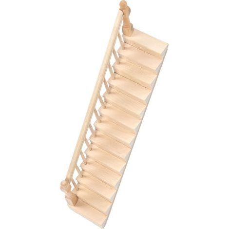 Miniaturtreppe aus lackiertem Birkenholz im Maßstab 1:12 mit abgerundeten Ecken für Puppenhäuser – Kreatives und niedliches DIY-Projekt (1/5)