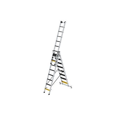 Escalera multiusos de peldaños planos  3 piezas  con traviesa y