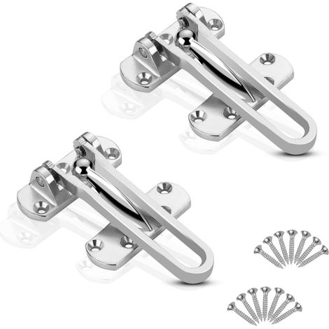 2pcs Entrebâilleur de Porte Verrou de Sécurité pour Porte d'Entrée en Alliage Zinc pour Maison Chambre Hôtel Anti-Vol Verrouillage avec 14 Vis