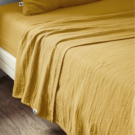 OUREA - Drap Plat 270x300cm Gaze de Coton Safran (1/2)