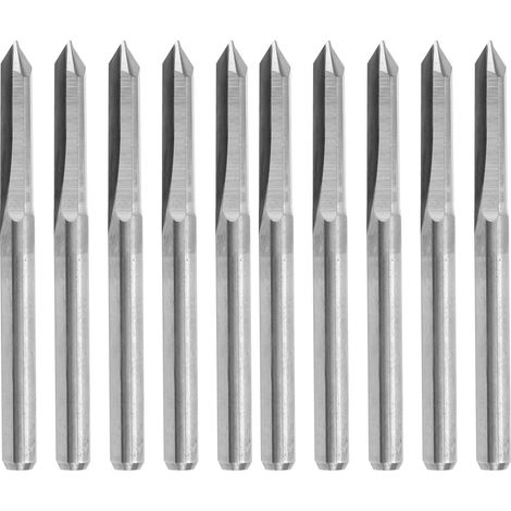 Jeu de 10 fraises carbure tungstène 3,175mm pour bois, défonceuse CNC, gravure et fraisage, angle 60°, pointe 0,2mm (1/5)
