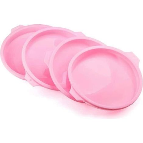 Lot de 4 moules à gâteaux ronds en silicone arc-en-ciel de 15 cm (1/2)