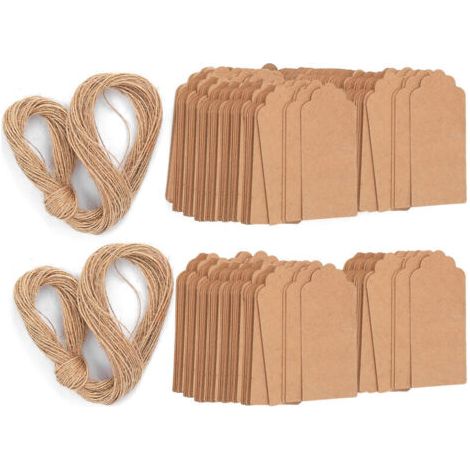 Étiquettes suspendues en papier kraft 200pcs, 4x9cm pour décoration mariage, emballage et vêtements (1/5)