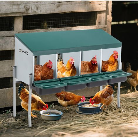 Nidal para gallinas de 4 compartimentos con patas y tapa, 107 x 33 x 81 cm, verde DESVIAE (1/5)