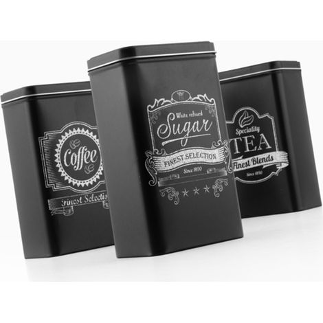 Boîte rectangulaire COFFEE TEA & SUGAR en métal (1/5)