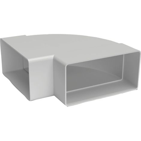 Optimairo N10055 Flachkanalbogen 90 Grad waagerecht 111x54mm, Lüftungsbogen Luftkanal Rohrbogen - strömungsoptimiert - Kunststoff, weiß (1/3)