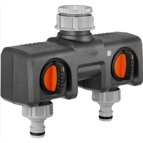 vías: posibilidad de conectar 2 dispositivos al grifo, apto para programadores y temporizadores de riego, caudal de agua ajustable y bloqueable (8193-20) (1/4)