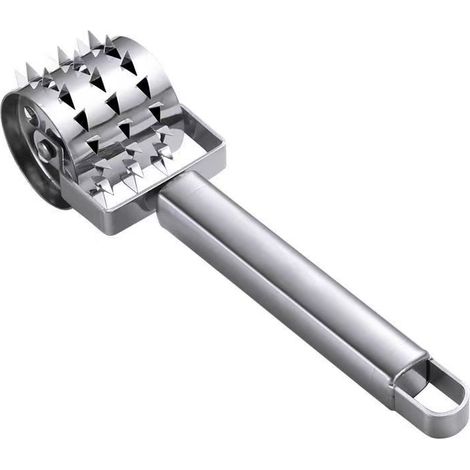 Attendrisseur viande inox aiguilles, rouleau manuel steak poulet bœuf porc (1/5)