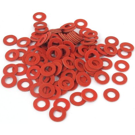 4x8x0.8mm joint fibre isolante rondelle plate rouge 100pcs