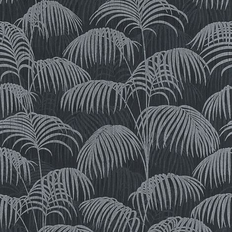 BRICOFLOR Papier peint jungle Papier peint tropical Papier peint exotique Tapisserie tropicale Papier peint intissé Gris Anthracite - 10,05 x 0,53 m (1/5)