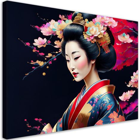 Tableau déco Geisha japonaise Coloré 90x60 (1/5)