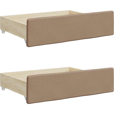 Tiroirs de lit 2 pcs cappuccino bois d'ingénierie et similicuir (1/5)