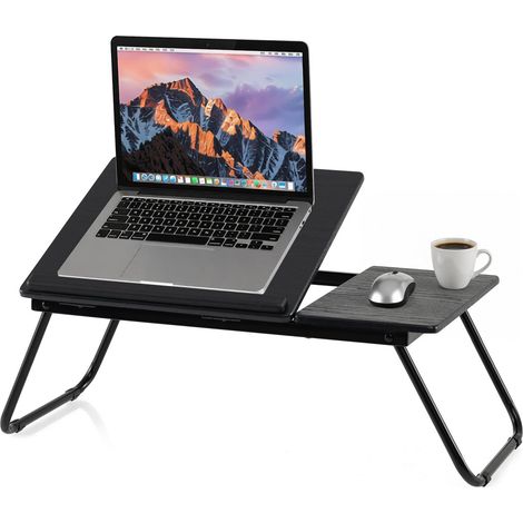 Bureau Portable Pliable pour Ordinateur Portable, Table pour Ordinateur Multifonctionnelle, Plateau InclinablePliable, Maison, Bureau, Voyage, Noir (1/5)