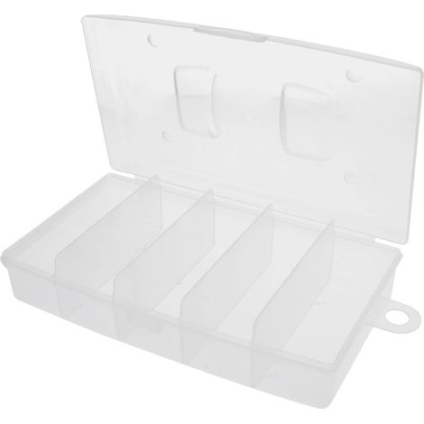 Boîte d’assortiment avec 5 compartiments à 37 x 106 mm