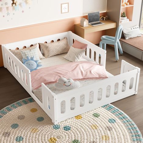 letto struttura 140x200 con barriera bianco OKMYHOME (1/5)