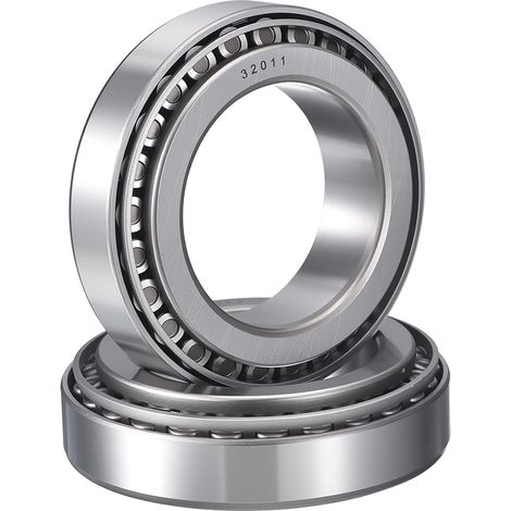 Lot de 2 Roulements à Rouleaux Coniques 32011 Acier Chromé Alésage 55mm pour Charges Combinées et Applications Industrielles Lourdes (1/5)
