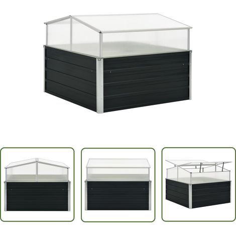 INLIFE Serre Anthracite 100x100x77 cm Acier galvanisé (1/5)