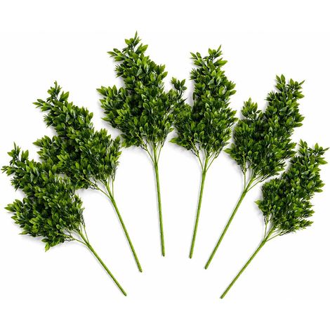 Pack of 6 x 75cm Artificial Boxwood Leaf Bush Stem (1/4)