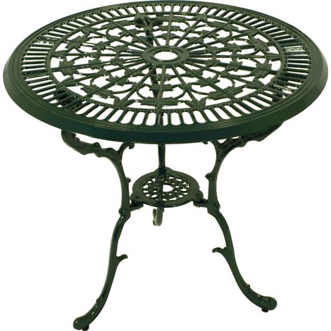 Tisch in Jugendstil Optik 70cm rund, Aluguss dunkelgrün (1/2)