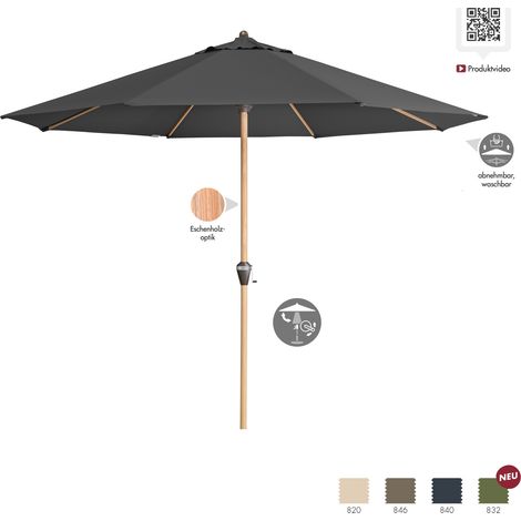 Doppler Alu Wood ø 350 cm Marktschirm Holzoptik Sonnenschirm rund 4 Farben Mittelmastschirm