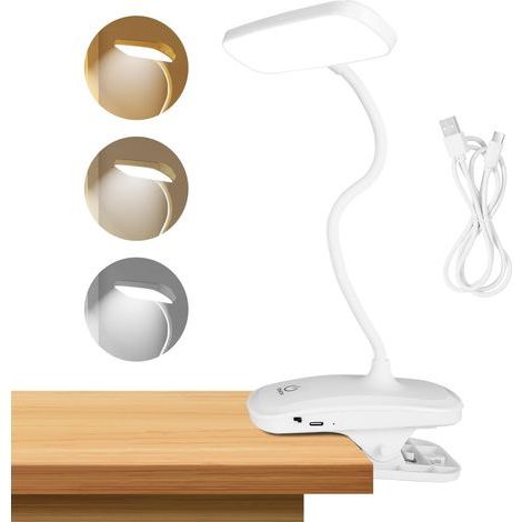 AiQInu Touch LED Desk Lamp, 18 LED Clip-on Bed Lamp, Reading Lamp for Bed, 360° Flexible Clip Bedside Lamp, Children's Desk Lamp, 3 Color Temperatures (1/5)