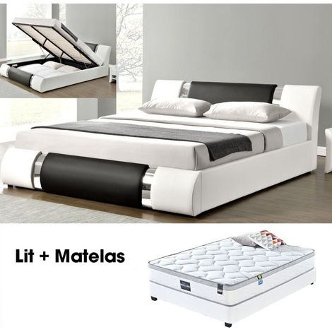 MEUBLER DESIGN Ensemble Matelas Sommier Coffre 140 Atlantic, Polyuréthane, Style Contemporain, 223 x 153 x 87 cm (1/5)