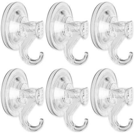 Crochet Ventouse, Lot de 6 fixation ventouse pour fenêtre, cuisine et salle de bains, sans perçage, capacité de charge 4KG, transparent (1/5)